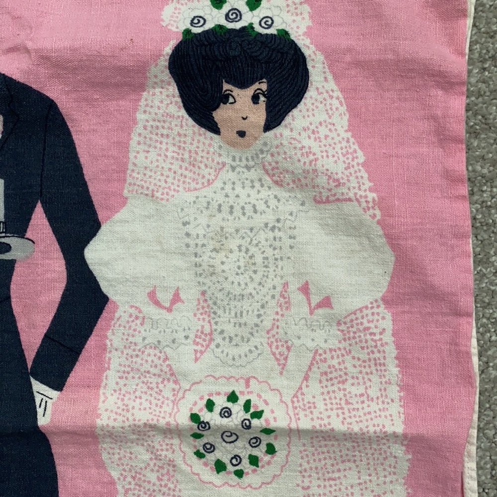 Vintage dish towel (bride & groom) - Picture 2 of 4
